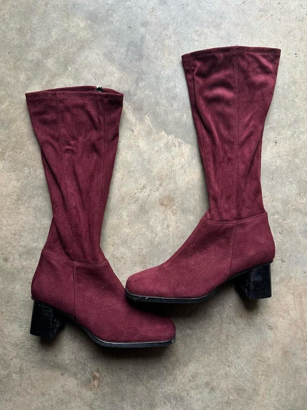 burgundy faux suede boots